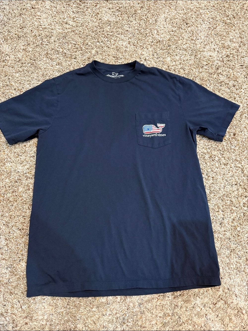 Vineyard Vines Navy Short-Sleeve Pocket Tee with Whale Patch